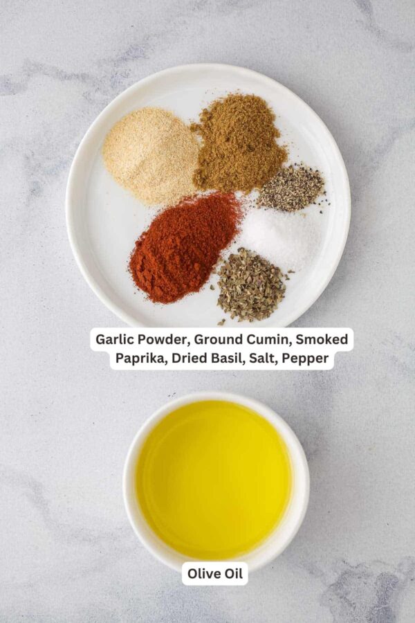 Ingredients for Incredibly Juicy Air Fryer Chicken Breast.