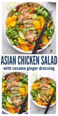 pinterest image for Asian Chicken Salad with Sesame Ginger Dressing
