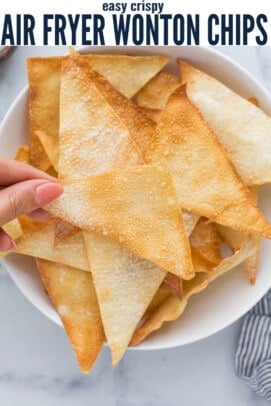 pinterest image for Air Fryer Wonton Chips