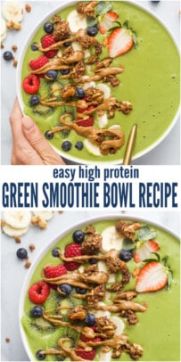pinterest image for Healthy & Refre،ng Green Smoothie Bowl