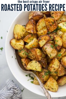 pinterest image for The Best Air Fryer Roasted Potatoes