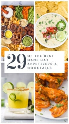 pinterest image for Top 29 Game Day Appetizers and Cocktails