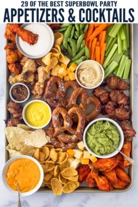 pinterest image for Top 29 Game Day Appetizers and Cocktails