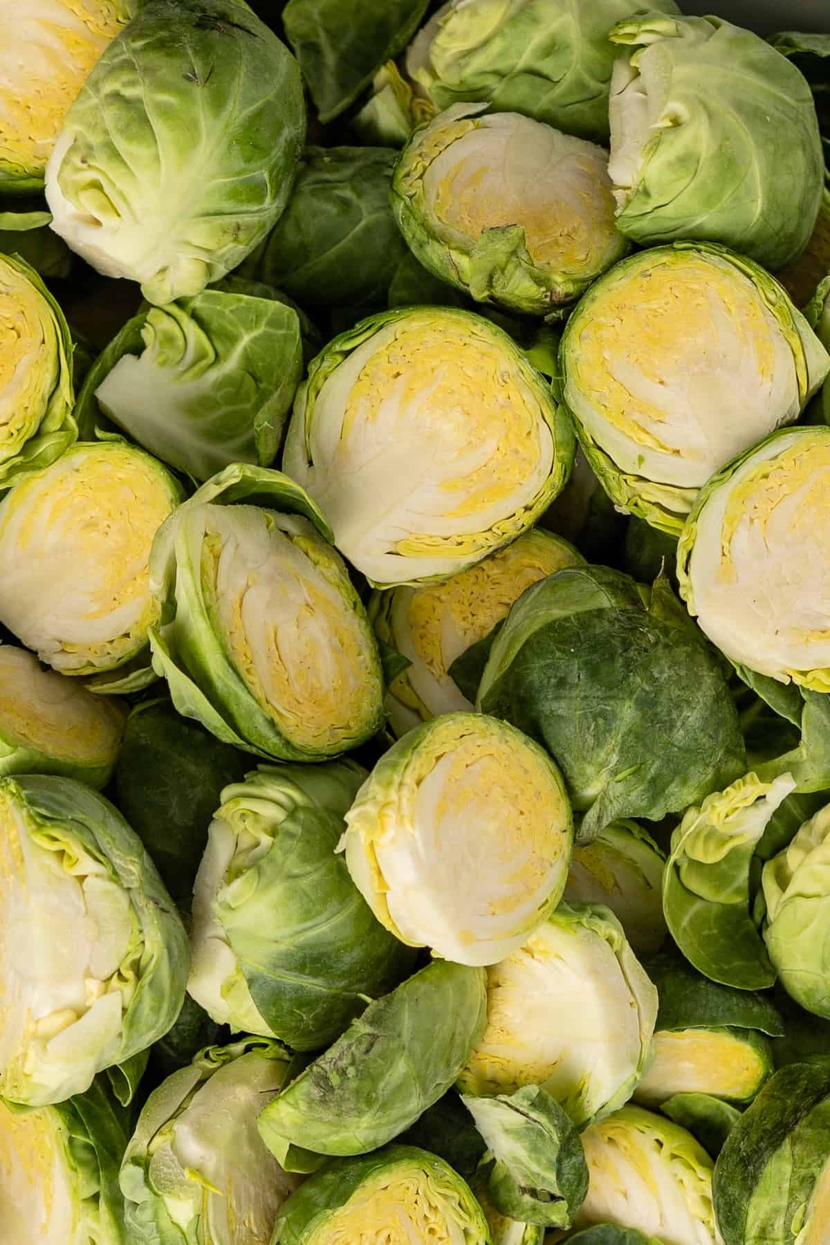 close up of halved brussels sprouts