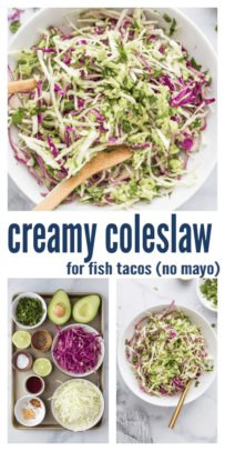 pinterest image for Creamy Coleslaw for Fish Tacos