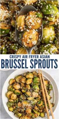 pinterest image for Air Fryer Asian Brussels Sprouts - Crispy and Flavorful!