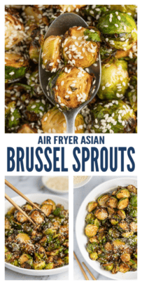 pinterest image for Air Fryer Asian Brussels Sprouts - Crispy and Flavorful!