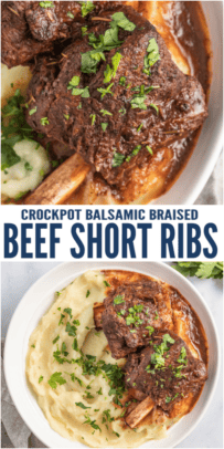 pinterest image for Slow Cooker Balsamic Braised Beef Short Ribs