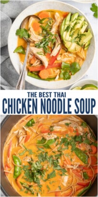 pinterest image for Best Thai Chicken Noodle Soup