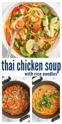 pinterest image for Best Thai Chicken Noodle Soup