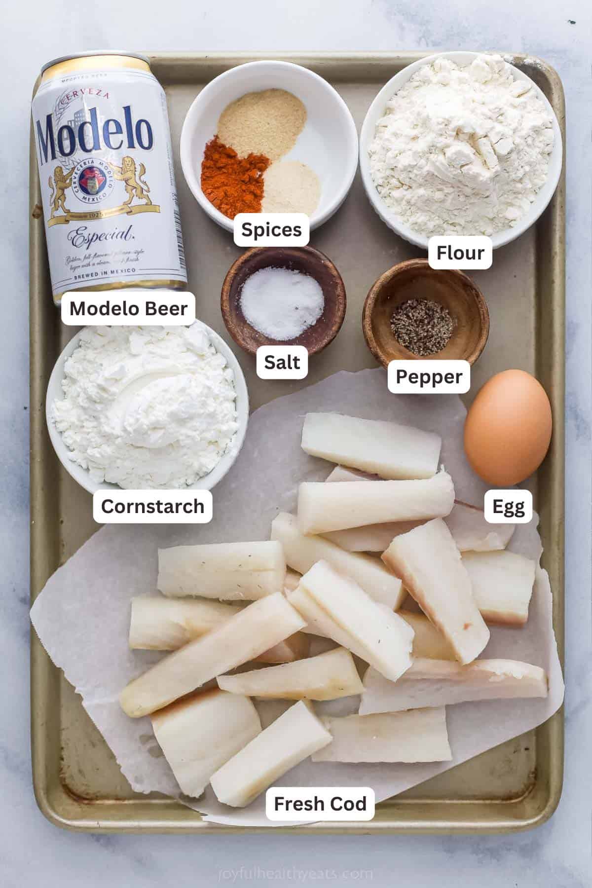 Ingredients for Air Fryer Beer Battered Fish Tacos.