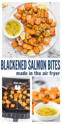 pinterest image for Air Fryer Salmon Bites with Honey Butter