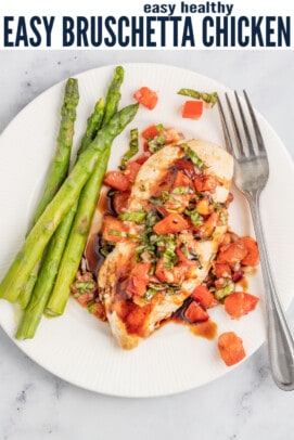 pinterest image for Easy Chicken Bruschetta