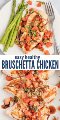 pinterest image for Easy Chicken Bruschetta