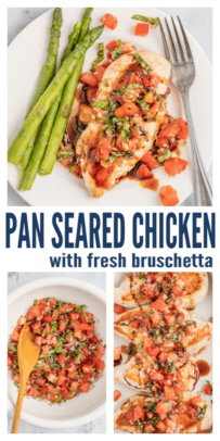 pinterest image for Easy Chicken Bruschetta