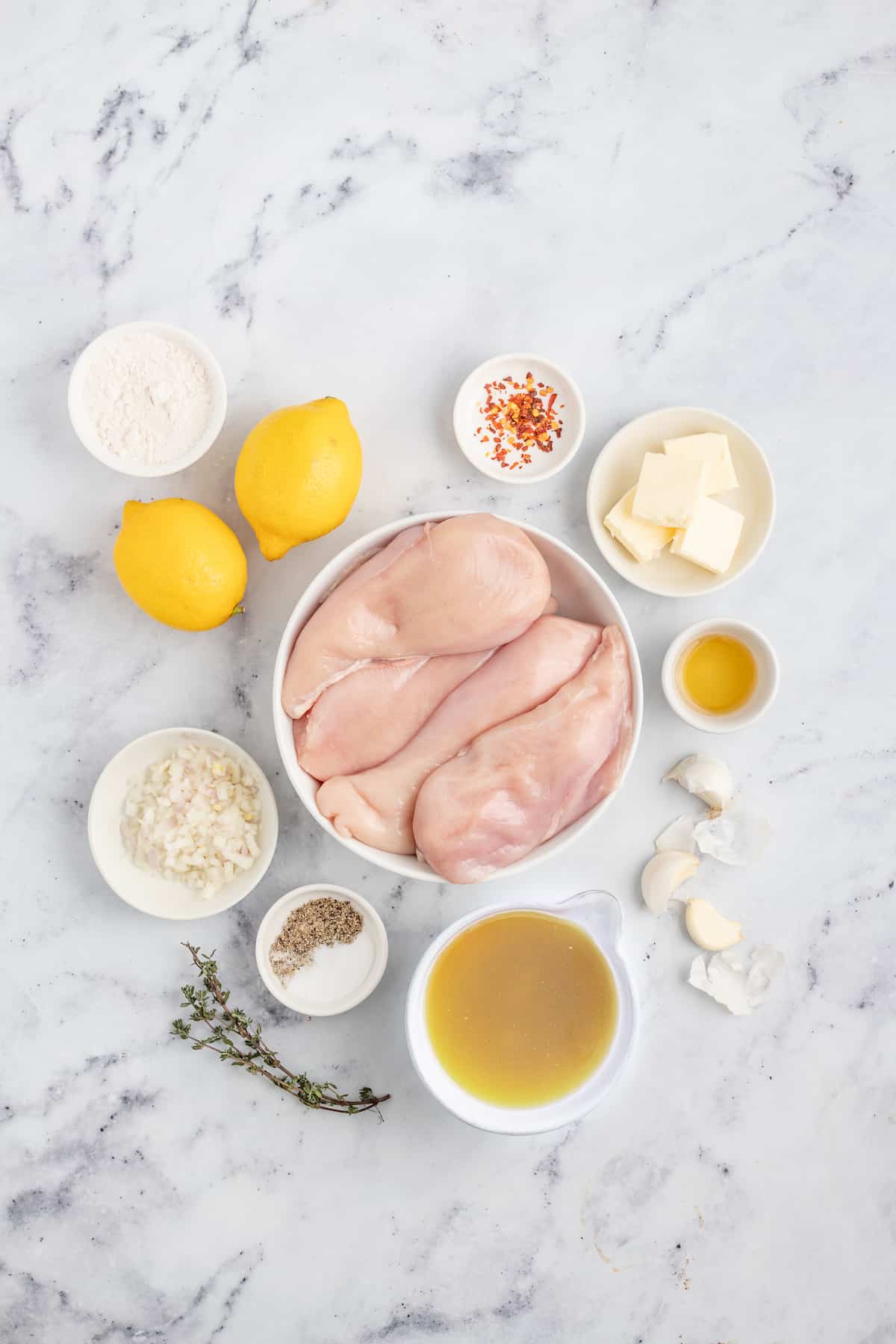 Ingredients for lemon chicken.