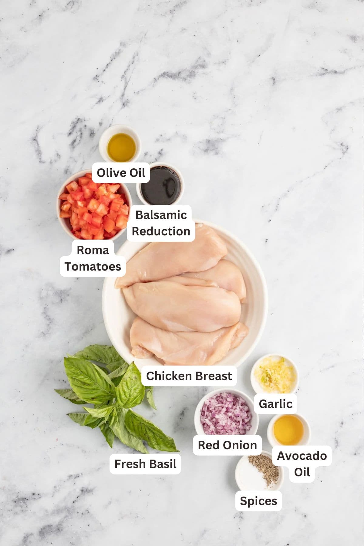 Ingredients for Easy Bruschetta Chicken.