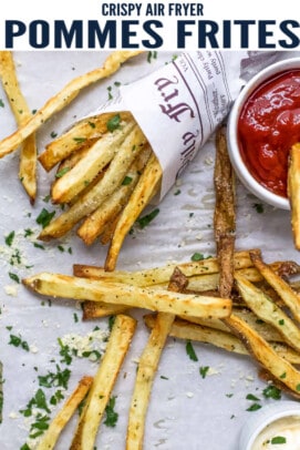 pinterest image for Air Fryer Pommes Frites