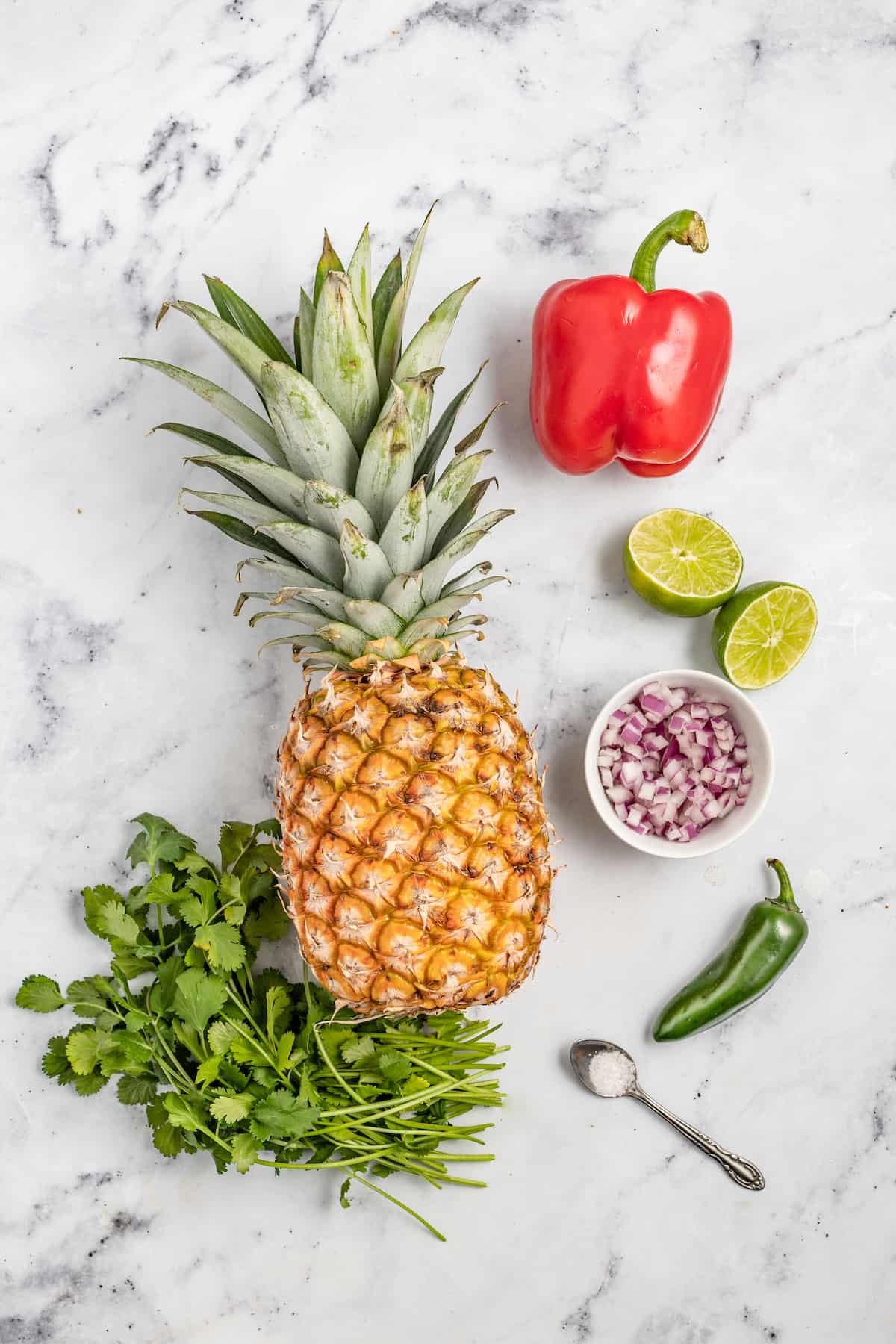 Ingredients for pineapple salsa.