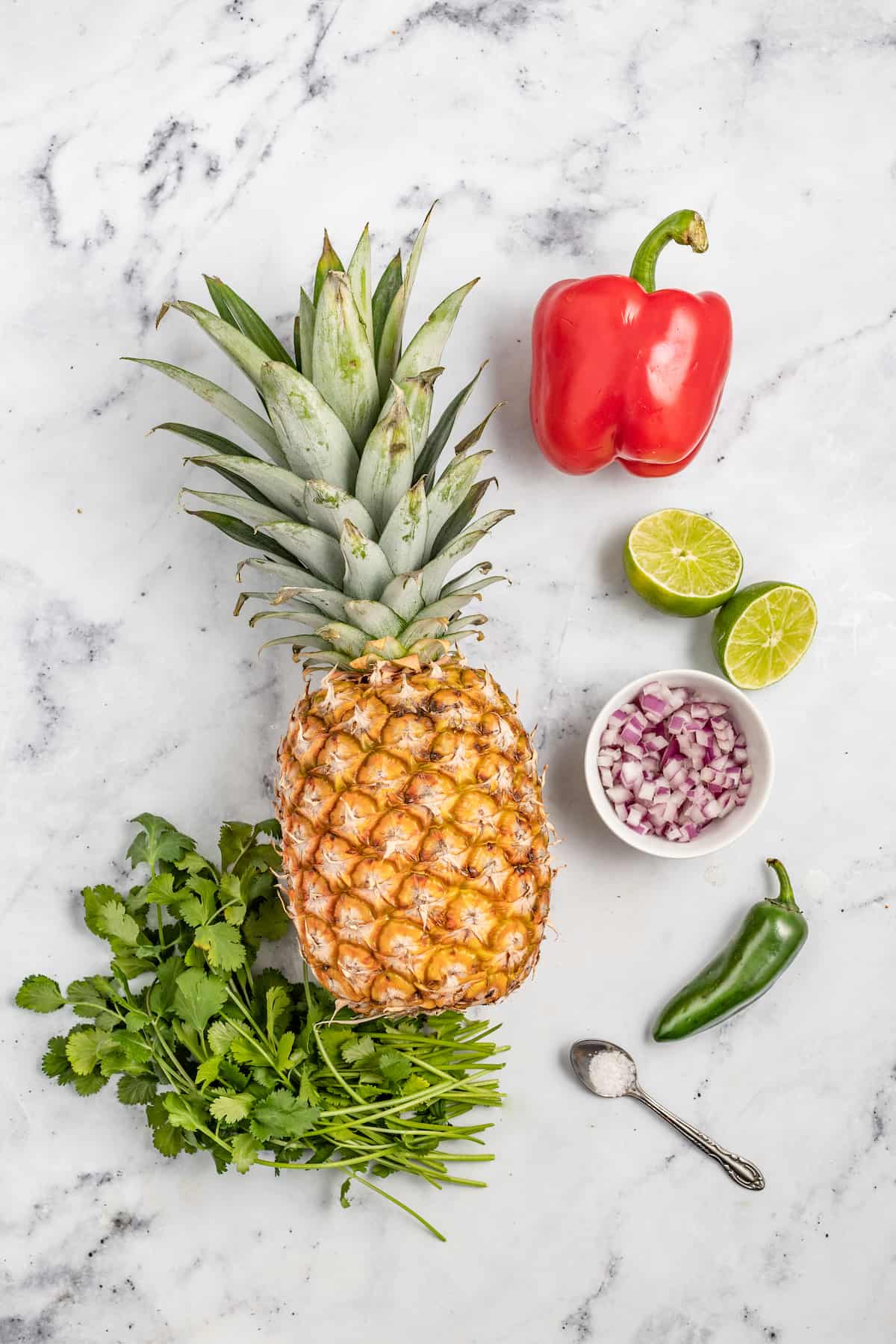 With bell pepper and jalapeño, this 15-minute pineapple salsa is a tangy, fruity, and crunchy addition to your all your meals. Ingredients for pineapple salsa.
