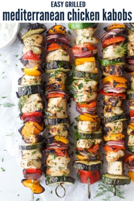 pinterest image for Mediterranean Chicken Kabobs