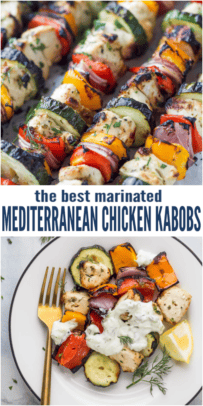 pinterest image for Mediterranean Chicken Kabobs