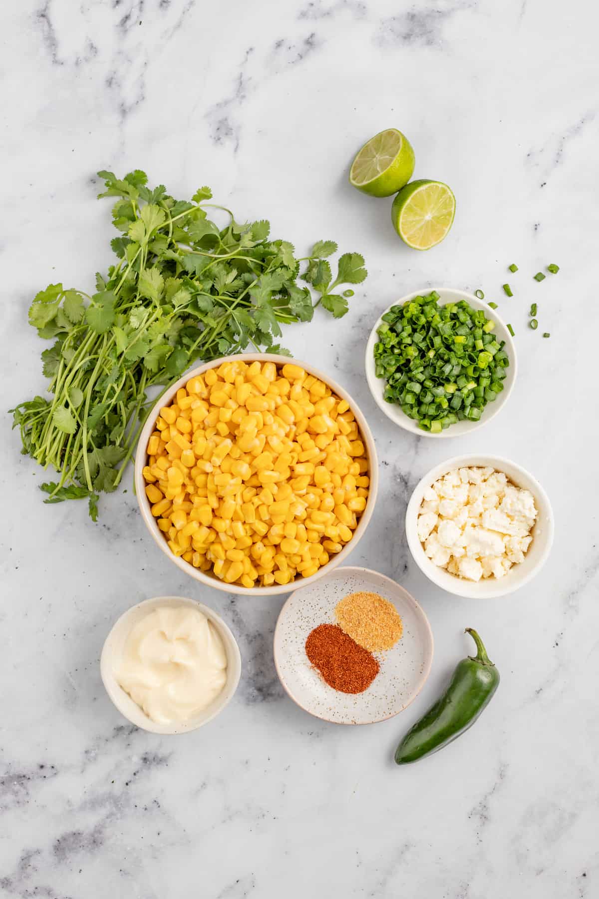 Ingredients for Mexican street corn dip.