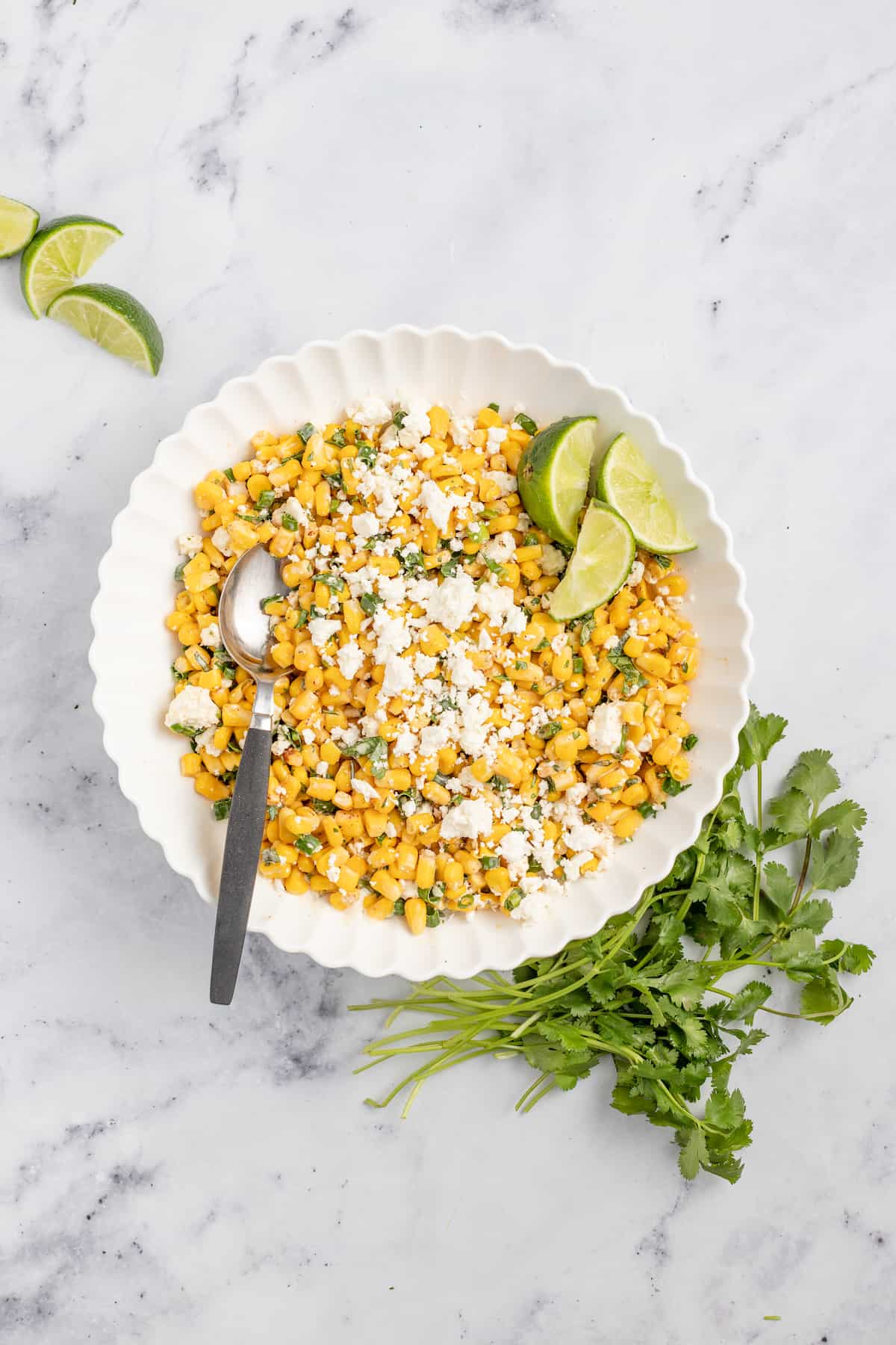 Mixed corn dip in the bowl. 
