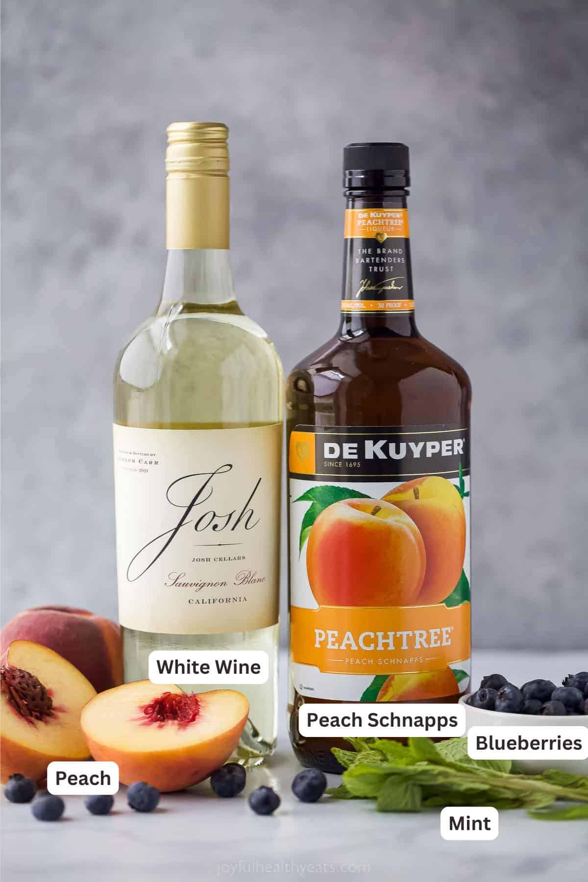 Ingredients for Refreshing Peach Sangria.