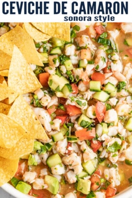 pinterest image for Sonora Style Ceviche de Camaron