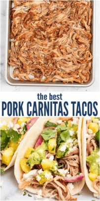 pinterest image for Pork Carnitas Tacos - A Crockpot Version!