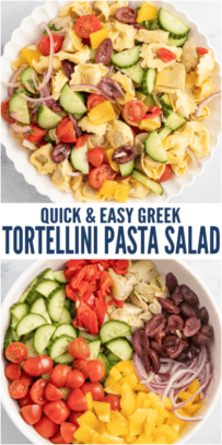 pinterest image for Greek Tortellini Pasta Salad
