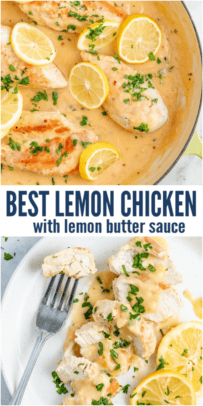 pinterest image for Lemon Chicken with Lemon Butter Sauce