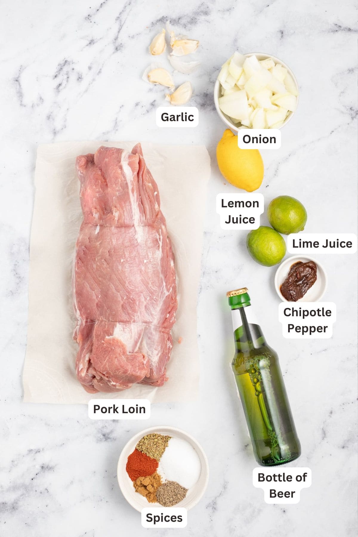 Ingredients for Pork Carnitas Tacos.