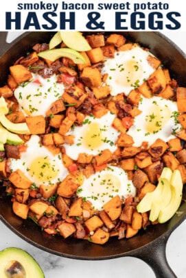 pinterest image for Sweet Potato Hash & Eggs