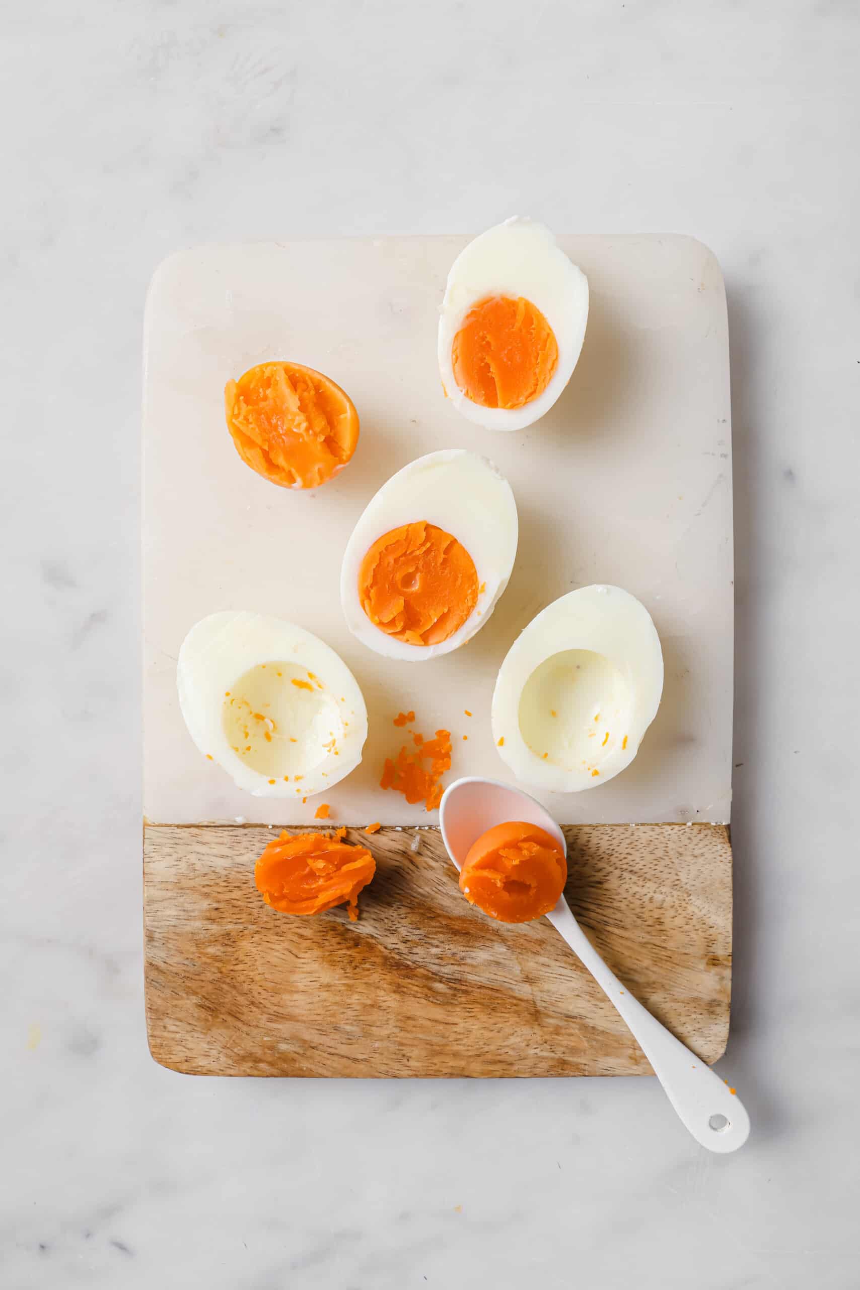 Separating the yolks from the whites. 