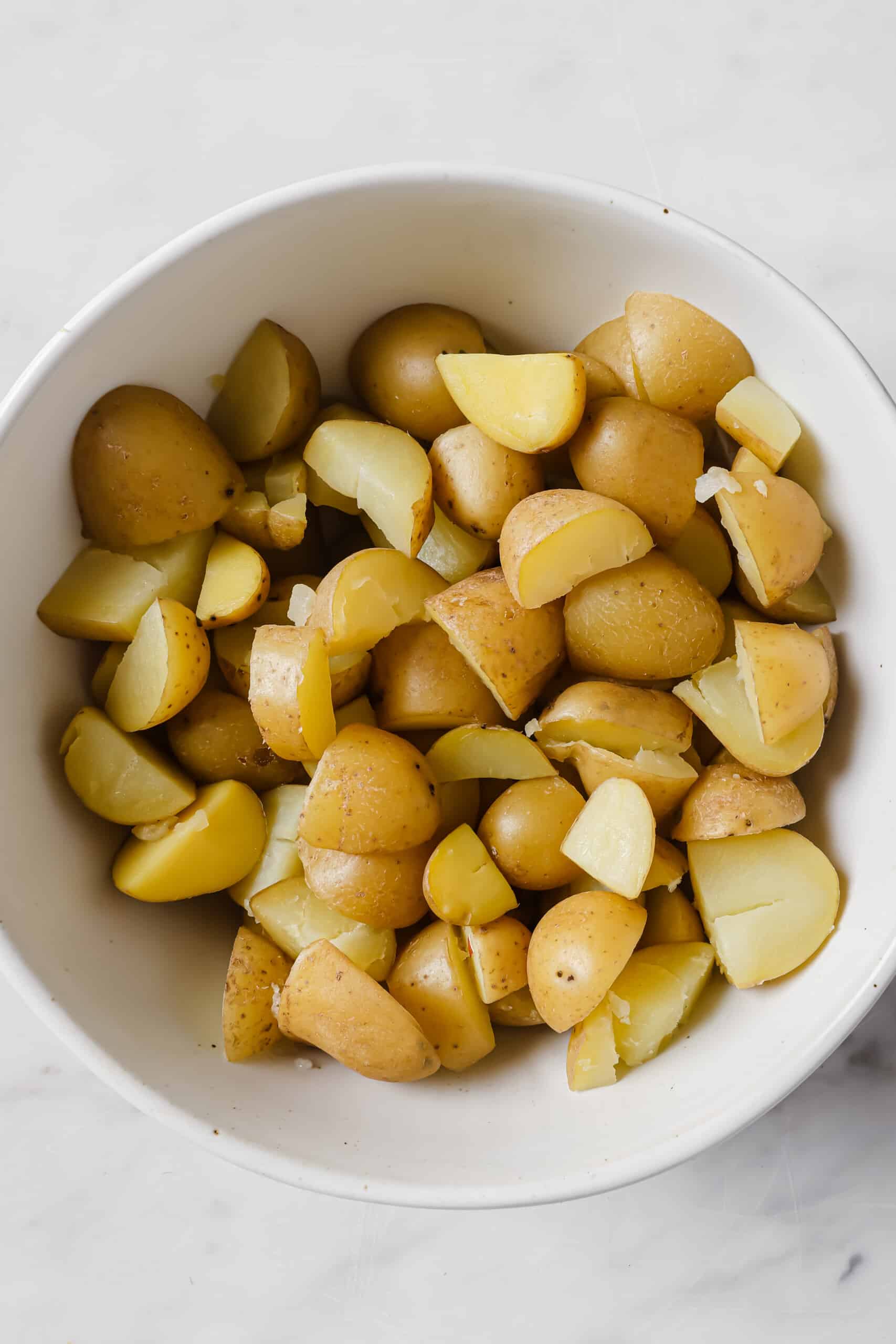 Cooking the potatoes. 