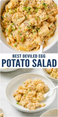 pinterest image for Deviled Egg Potato Salad