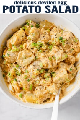 pinterest image for Deviled Egg Potato Salad