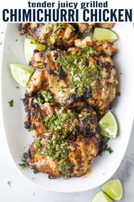 pinterest image for Grilled Chimichurri Chicken