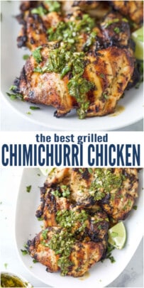 pinterest image for Grilled Chimichurri Chicken