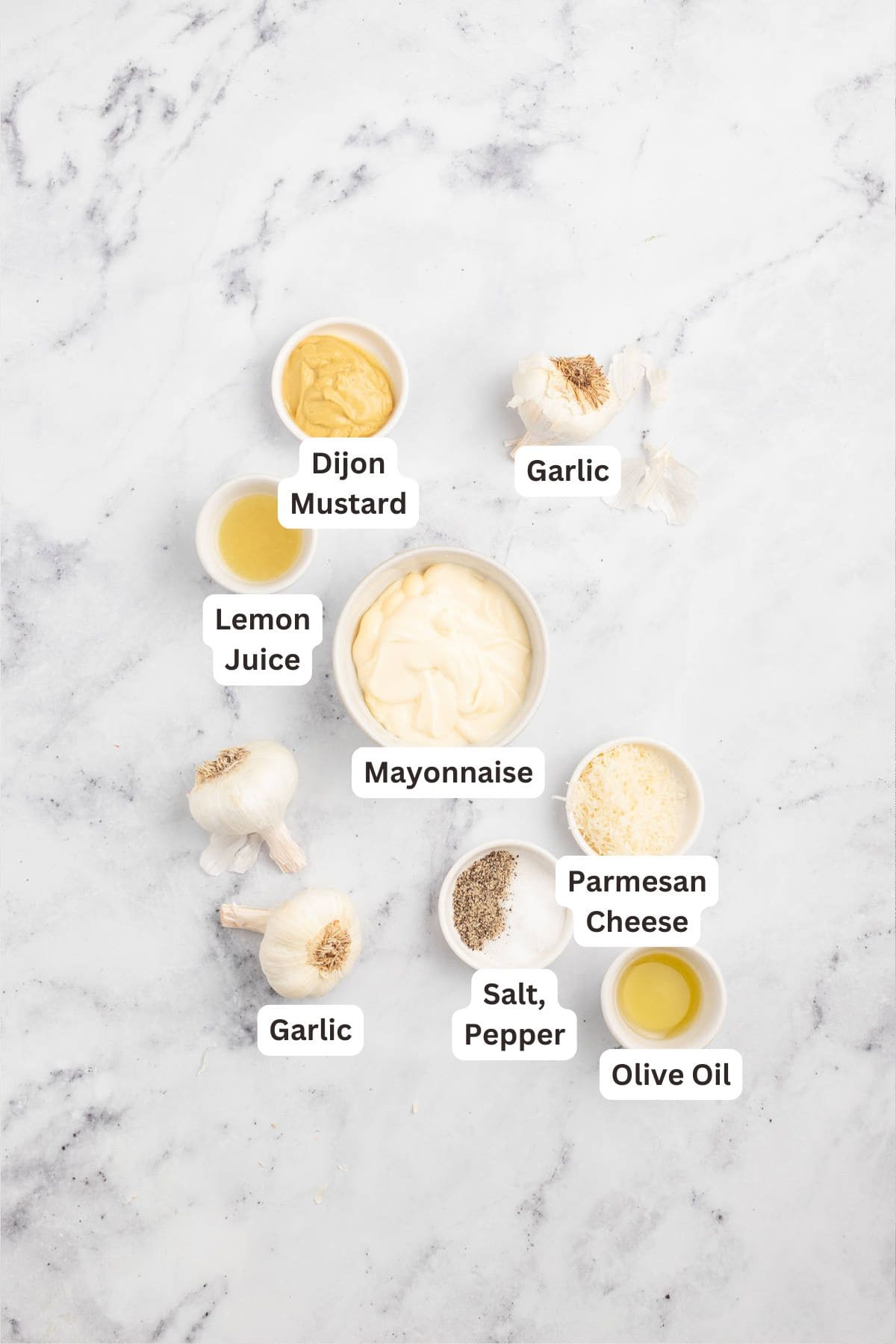 Ingredients for Roasted Garlic Aioli.