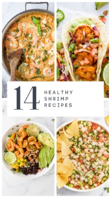 pinterest image for 14 Healthy Shrimp Recipes