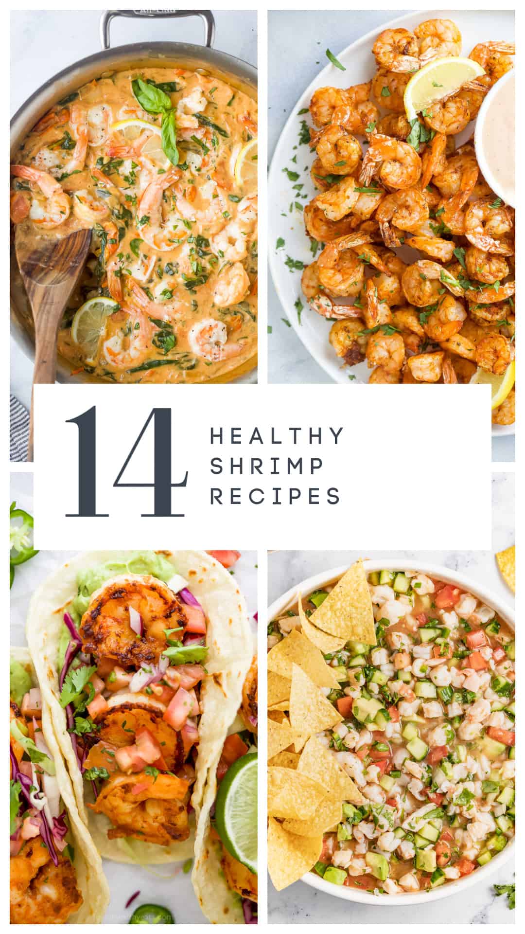 pinterest image for 14 Healthy Shrimp Recipes