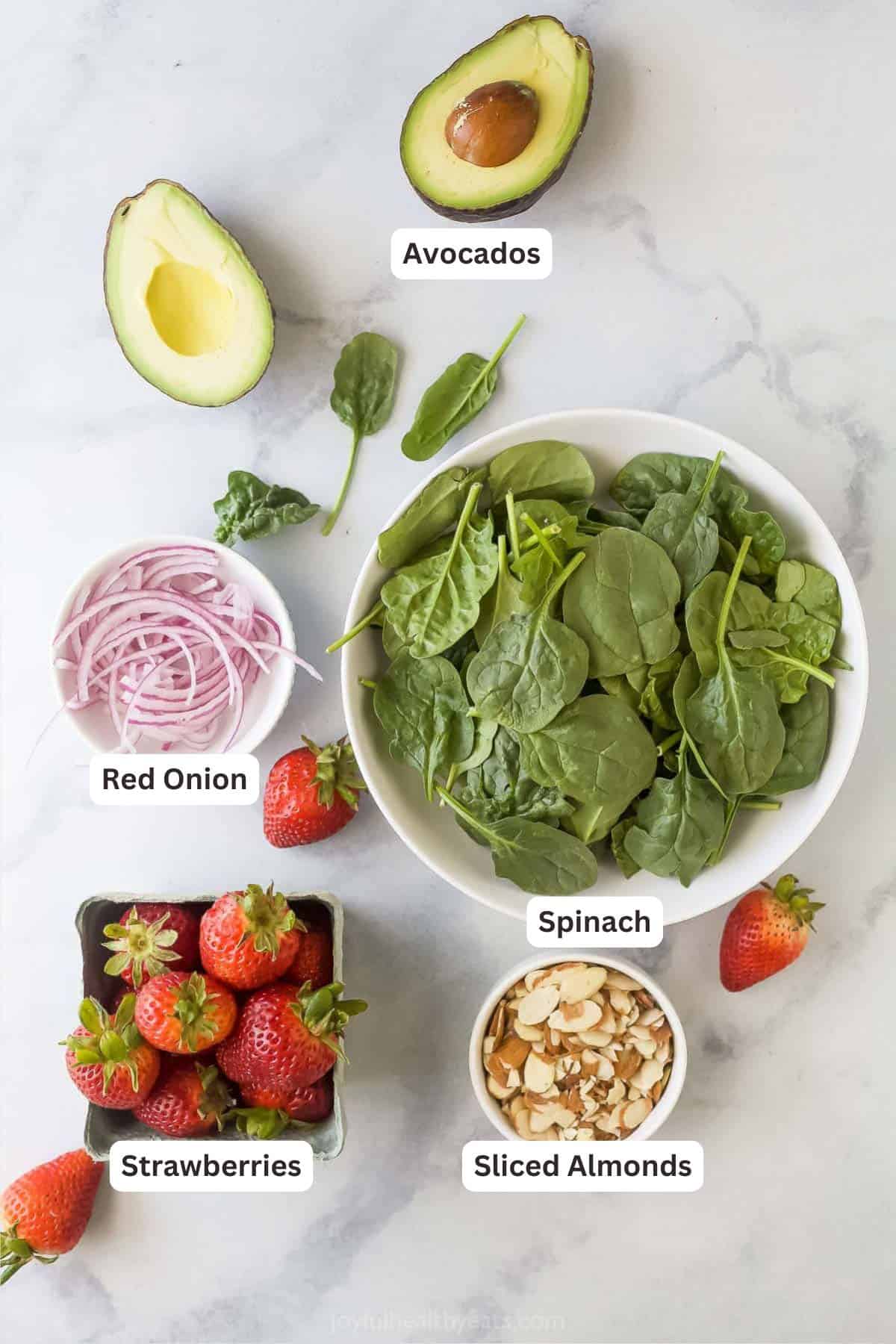 Ingredients for Strawberry Spinach Salad.