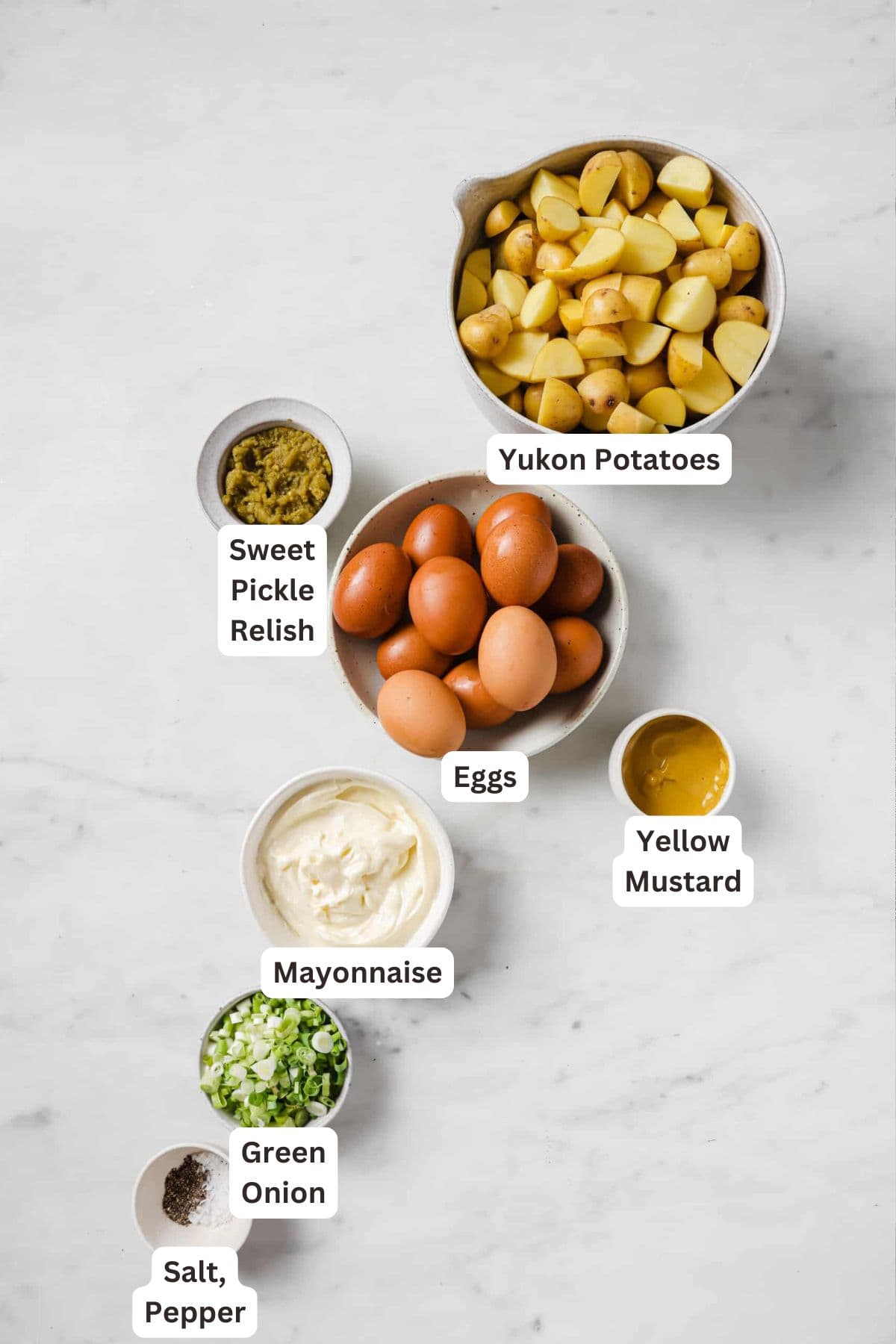 Ingredients for Deviled Egg Potato Salad.