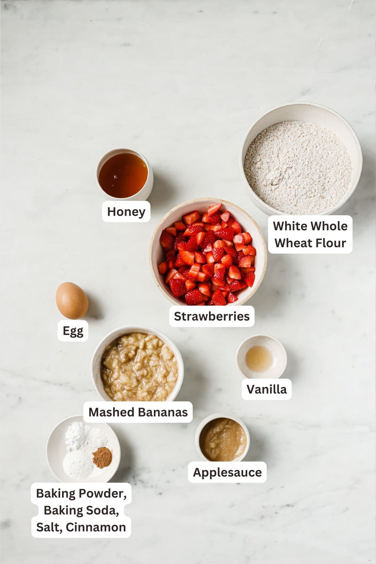 Ingredients for Strawberry Muffins.