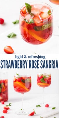 pinterest image for Refreshing Strawberry Rosé Sangria