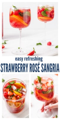 pinterest image for Refreshing Strawberry Rosé Sangria