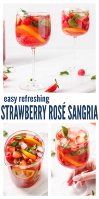 pinterest image for Refreshing Strawberry Rosé Sangria